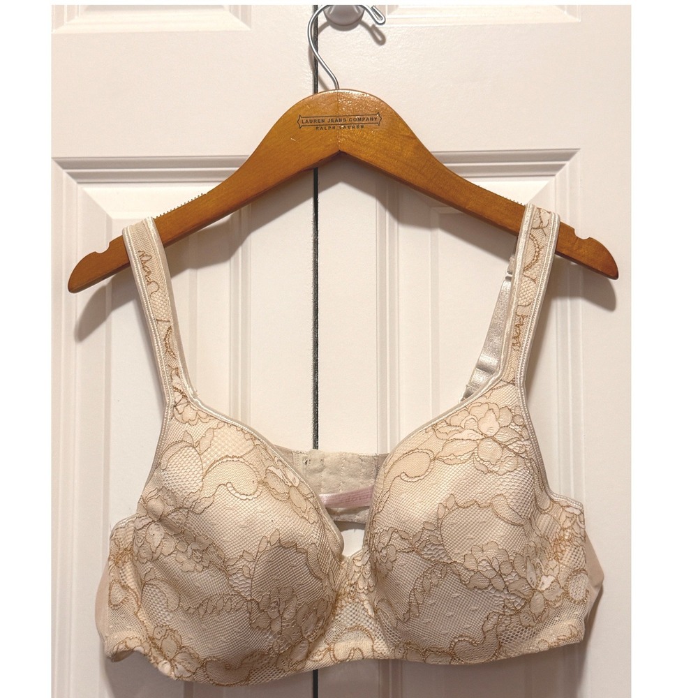 Cacique 40DD Beige Gold Floral Lace Full Coverage Underwire Bra
